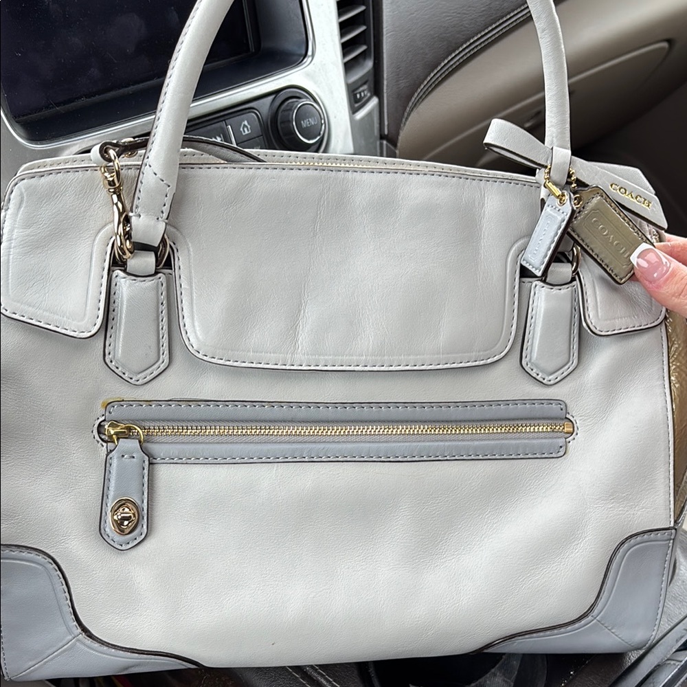 Coach light blue/Gray Leather Handbag